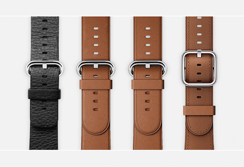 Les quatre générations de l'Apple Watch Classic Buckle côte à côte