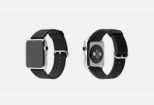 Apple Classic Buckle première génération, cuir noir avec boucle ovale